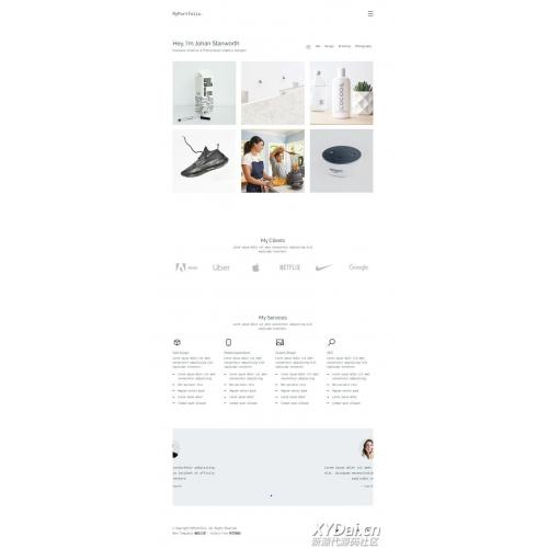 白色极简设计师portfolio响应式网站模板 可做外贸官网